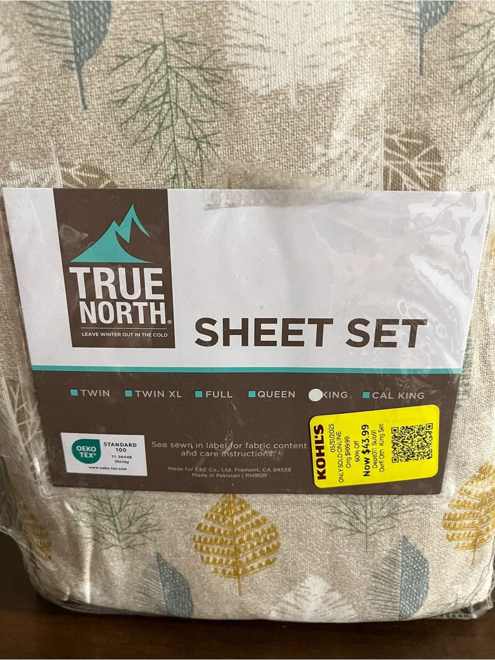 True North King sheet set NEW in bag